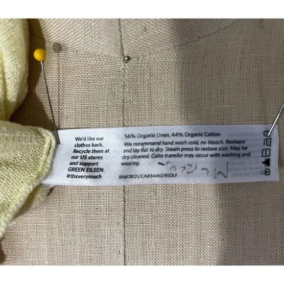 Eileen Fisher Lightweight Yellow Linen Summer Cardigan 1X - Picture 6 of 6